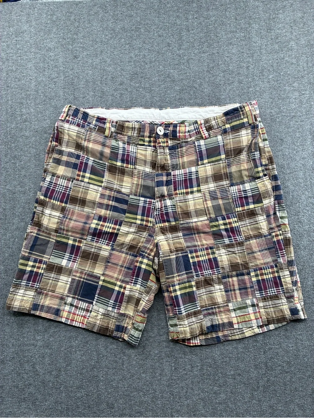 Nautica Men's Multi-Color Patchwork Plaid Shorts Cotton 42